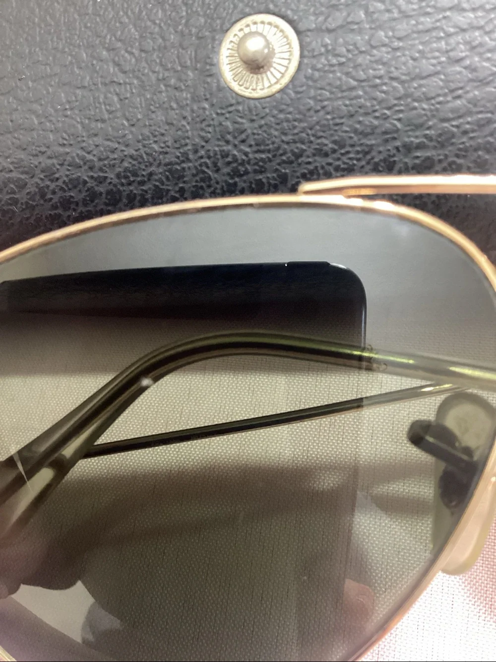 Ray-Ban Gold Frame Aviator Sunglasses with Green Lenses